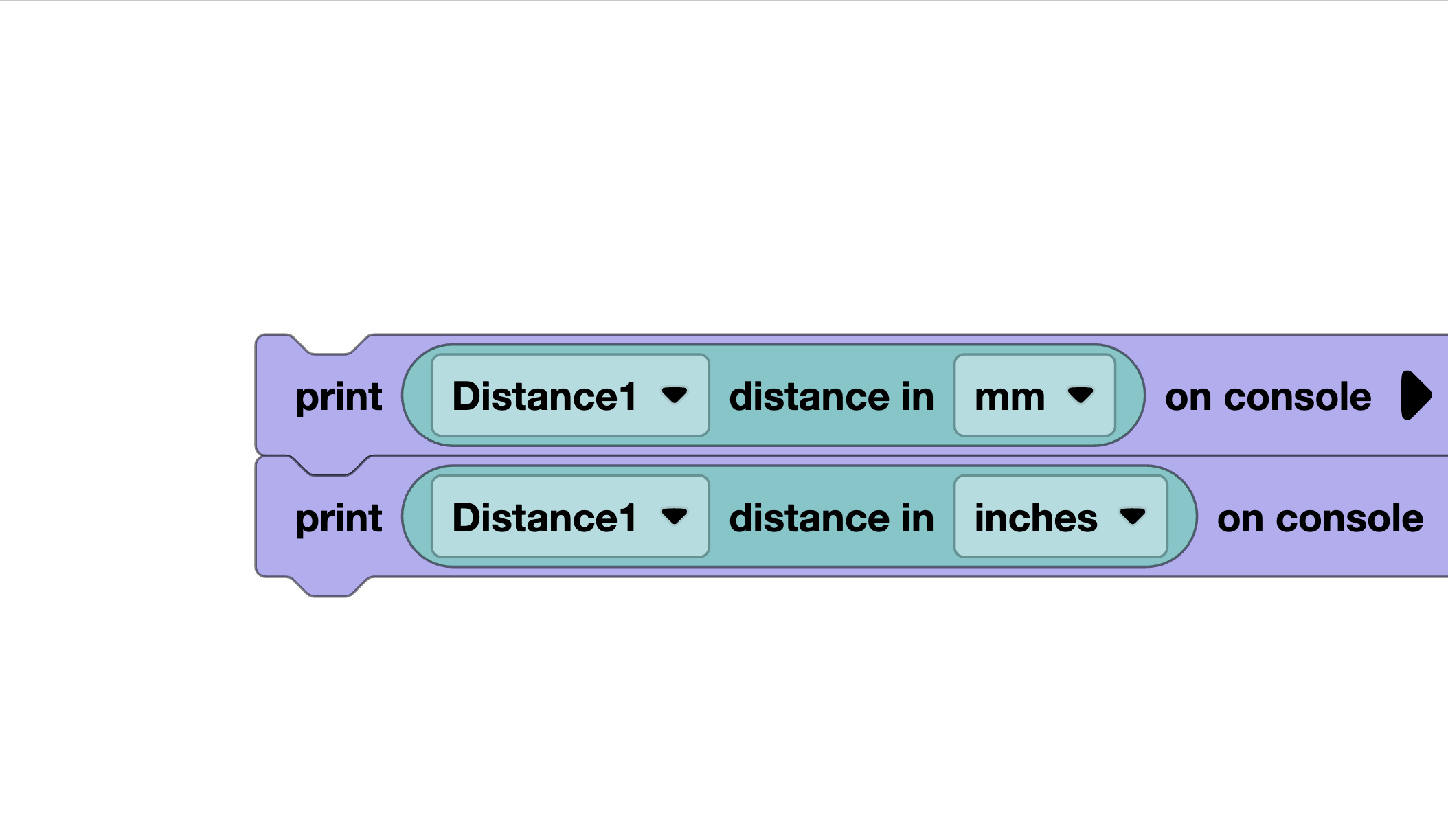 Reading distance sensor values in VEXcode Blocks