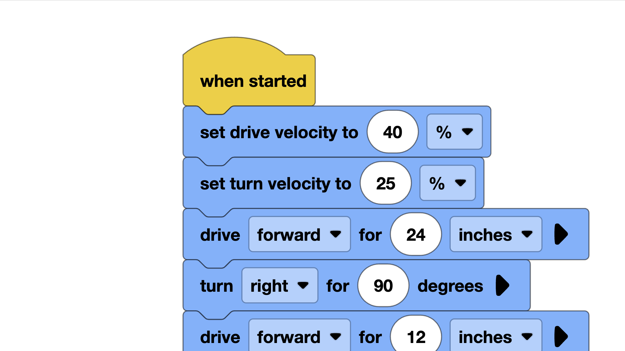 L-shape driving pattern in VEXcode Blocks