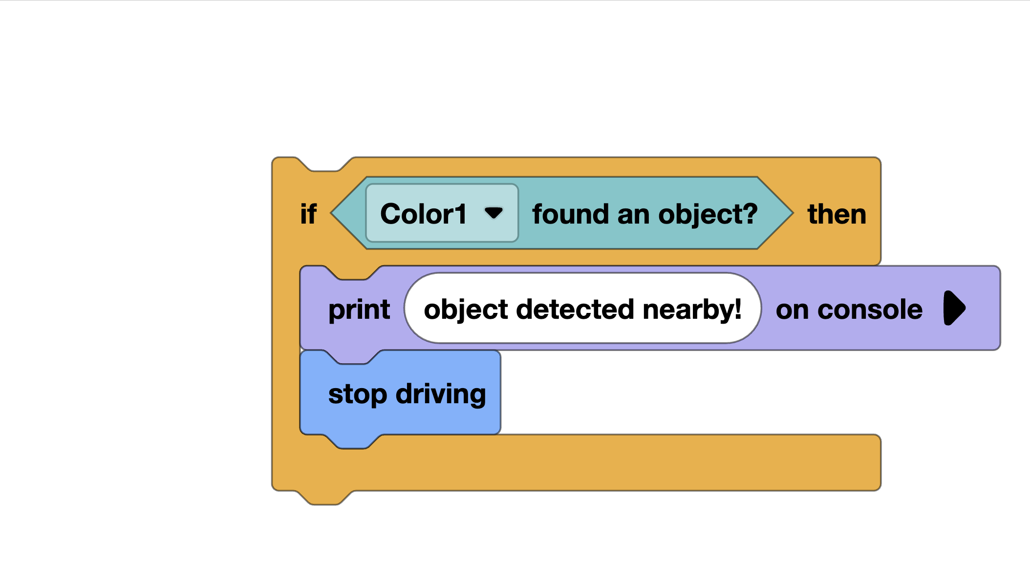 Near object detection in VEXcode Blocks