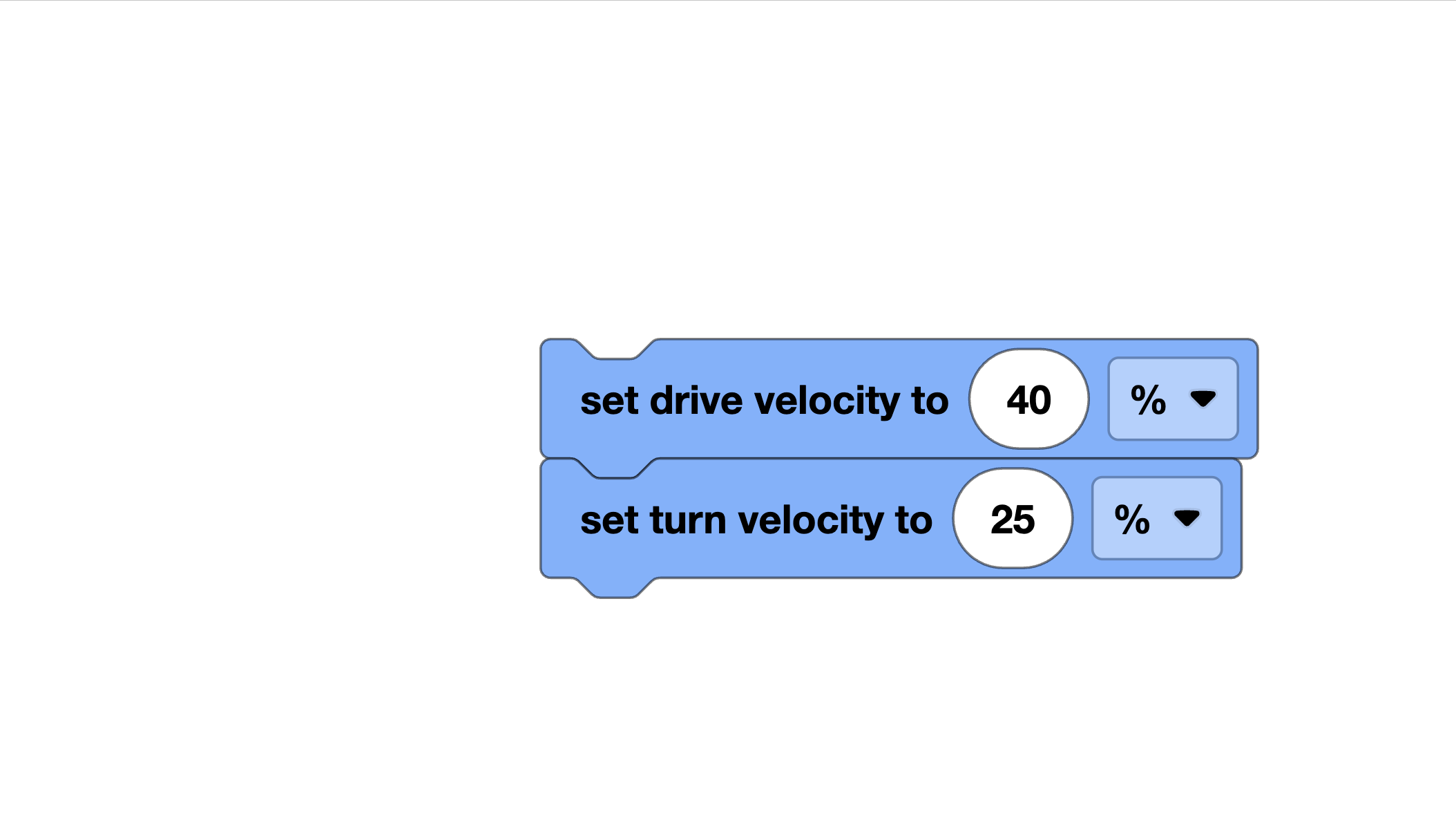 Starting speed configuration in VEXcode Blocks