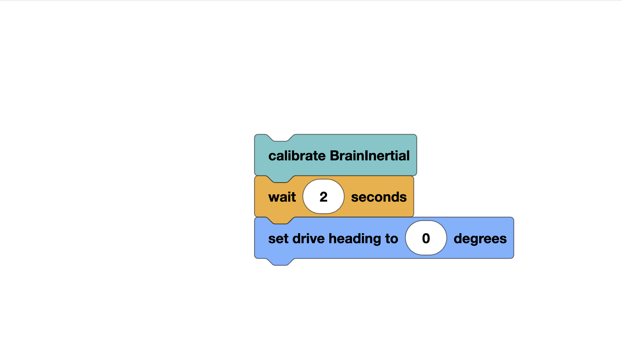 Inertial sensor setup in VEXcode Blocks